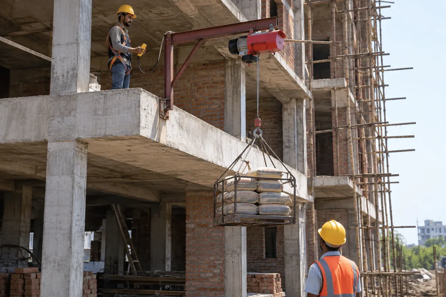 Mini Electric Wire Rope Hoist in use
